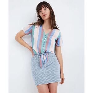 Madewell Pastel Striped V-Neck Blouse
